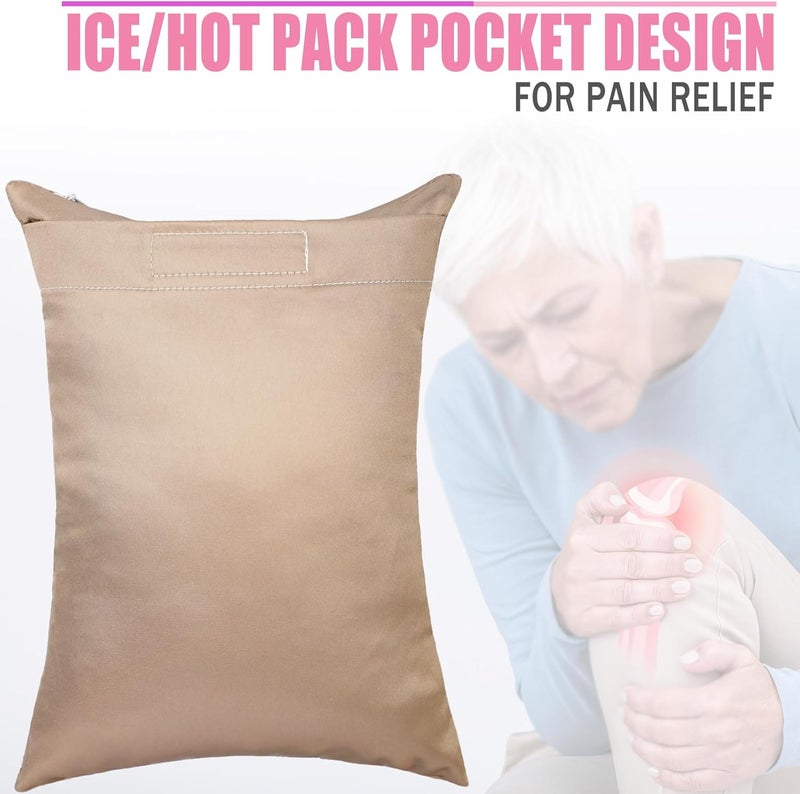 HapiPoppy Knee Pillow Leg Pillows 11" x 7.8" Silky Small Hip Support Pillows Smooth Cooling Between Legs for Side Sleepers Sciatica Joints Pain Relief Machine Washable Post Surgery Cushion Gifts, Satin Taupe - Image 2