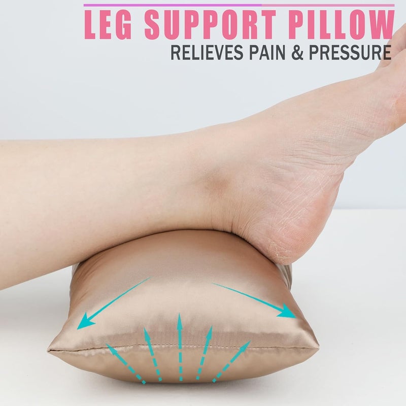 HapiPoppy Knee Pillow Leg Pillows 11" x 7.8" Silky Small Hip Support Pillows Smooth Cooling Between Legs for Side Sleepers Sciatica Joints Pain Relief Machine Washable Post Surgery Cushion Gifts, Satin Taupe - Image 4