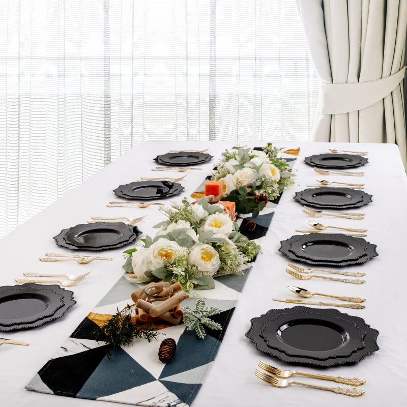COLOSUS Black Disposable Plastic Party Plates set 60pcs(30guest) Heavy weight Dinner plate and Dessert Plate for Birthday Wedding Party and daily use - Image 3