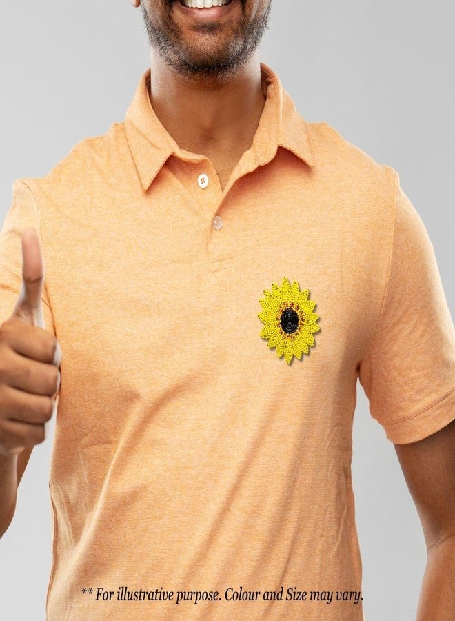 Abeo Handmade Sunflower Brooch Pin for Women and Men | Embroidered Beaded Lapel Pin for Valentine’s Day, Jackets Shirts, Bags and Cloths Accessories | Stylish Fashionable Badge Pins, 5-6 cm (Yellow) - Image 5