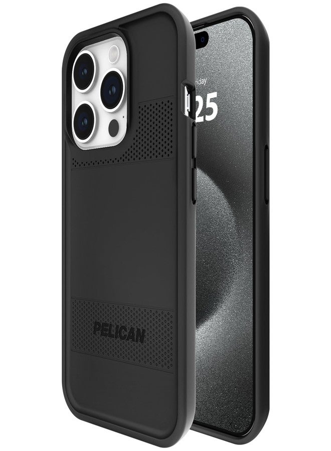 بيلكان سلسلة Pelican Protector - غطاء حماية لهاتف iPhone 15 Pro مقاس 6.1 بوصة [متوافق مع MagSafe] غطاء هاتف مغناطيسي بتقنية مقاومة الخدوش [حماية من السقوط من ارتفاع 16 قدمًا وفقًا للمعايير العسكرية] غطاء حماية لهاتف iPhone 15 Pro - أسود - Image 1