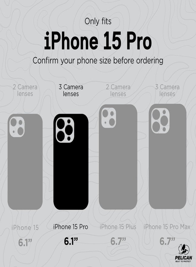 بيلكان سلسلة Pelican Protector - غطاء حماية لهاتف iPhone 15 Pro مقاس 6.1 بوصة [متوافق مع MagSafe] غطاء هاتف مغناطيسي بتقنية مقاومة الخدوش [حماية من السقوط من ارتفاع 16 قدمًا وفقًا للمعايير العسكرية] غطاء حماية لهاتف iPhone 15 Pro - أسود - Image 2