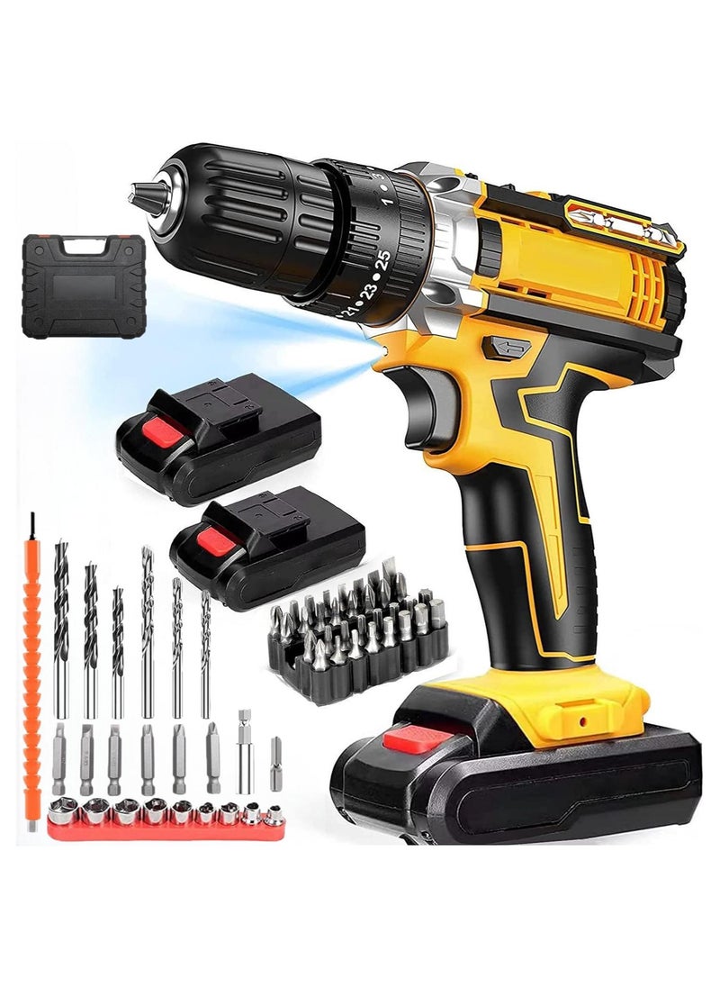 Generic - 48V Cordless Drill Set, Power Drill Set with Battery and Charger, Compact Driver/Drill Bits, 25+3 Torque Setting, 3/8'' Keyless Chuck, 2 Variable Speed, Electric Drill Set with Tool Bag - Image 1