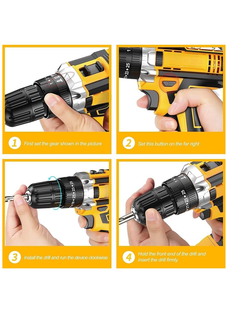 Generic - 48V Cordless Drill Set, Power Drill Set with Battery and Charger, Compact Driver/Drill Bits, 25+3 Torque Setting, 3/8'' Keyless Chuck, 2 Variable Speed, Electric Drill Set with Tool Bag - Image 1