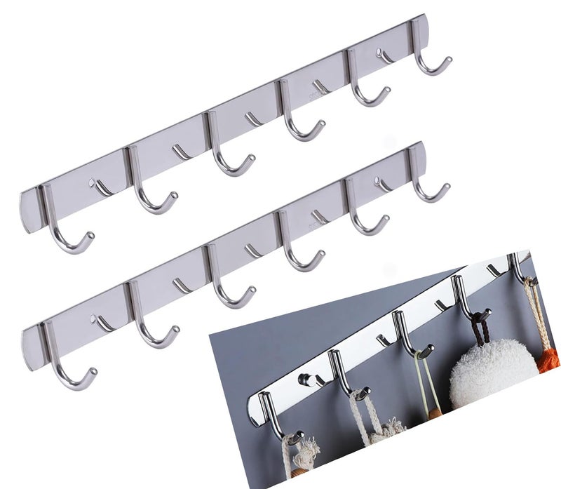 Boniry 1 Pcs Stainless Steel Wall-Mounted Kitchen Utensil Rack - Punch-Free, Strong Storage for Utensils, Towels, Clothes, Keys, and Bags in Sleek - Silver - Image 4
