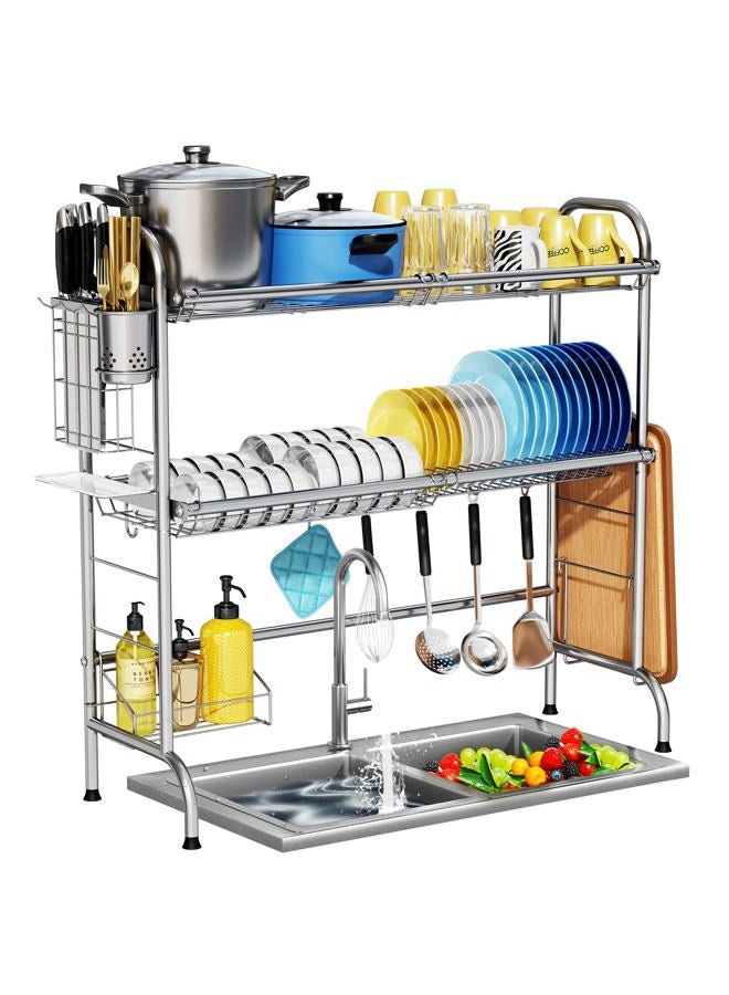 HOWDIA Over The Sink Dish Drying Rack, 2-Tier Stainless Steel Large Over The Sink Dish Rack with Utensil Holder Dish Drainers for Kitchen Counter - Image 1