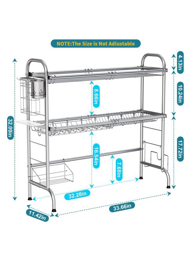 HOWDIA Over The Sink Dish Drying Rack, 2-Tier Stainless Steel Large Over The Sink Dish Rack with Utensil Holder Dish Drainers for Kitchen Counter - Image 4