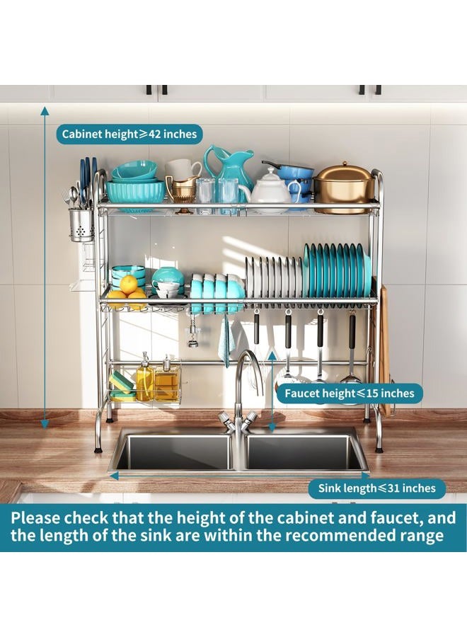HOWDIA Over The Sink Dish Drying Rack, 2-Tier Stainless Steel Large Over The Sink Dish Rack with Utensil Holder Dish Drainers for Kitchen Counter - Image 3