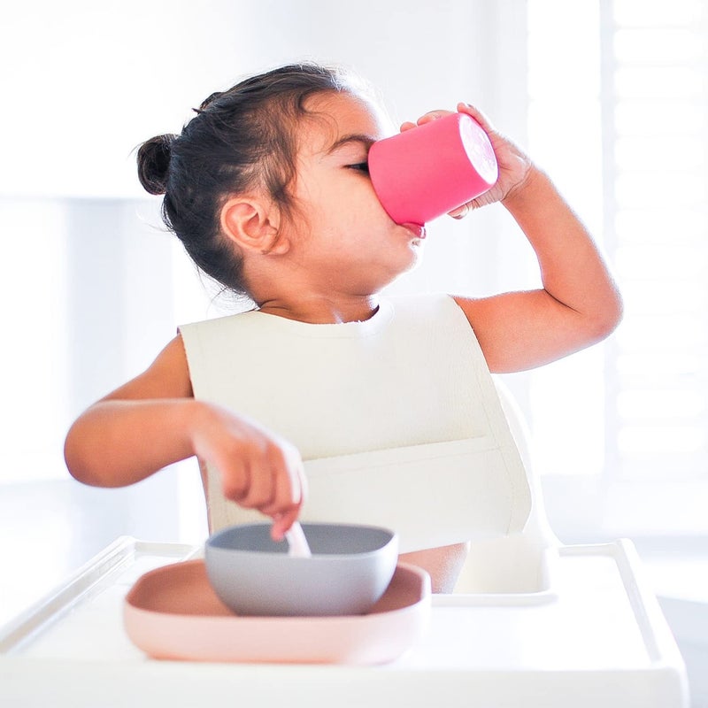 BEABA 100% Silicone 4-Piece Baby Feeding Set, Suction Plates for Baby, Includes Baby Plate, Baby Bowl, Baby Cup, 2nd Stage Silicone Spoon, Made w/High Quality Silicone, Baby Must Haves, Rose - Image 3