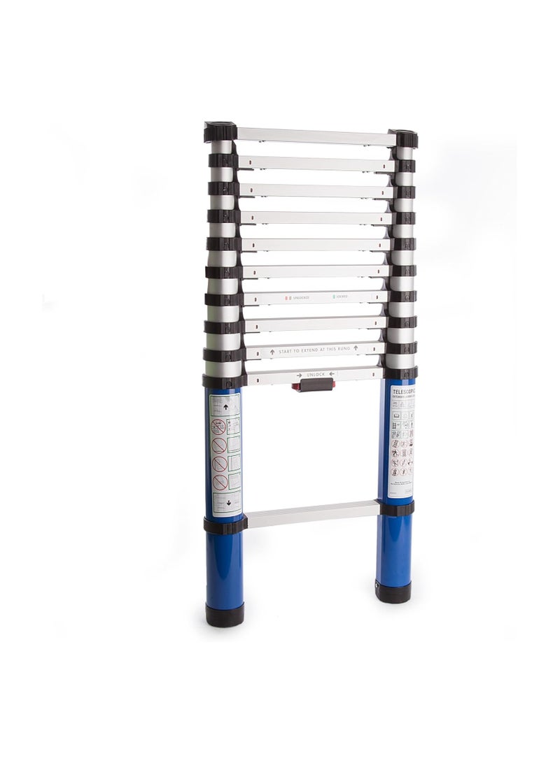 Telescopic Extension Ladder 3.2M – Foldable Aluminum Ladder for Home, Work & Outdoor Use – Compact & Lightweight, Silver/Black