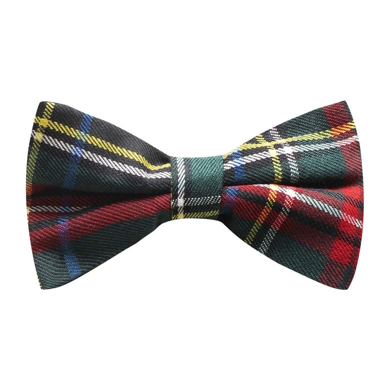 King & Priory Traditional Dark Green & Black Tartan Bow Tie, Check, Plaid - Image 5