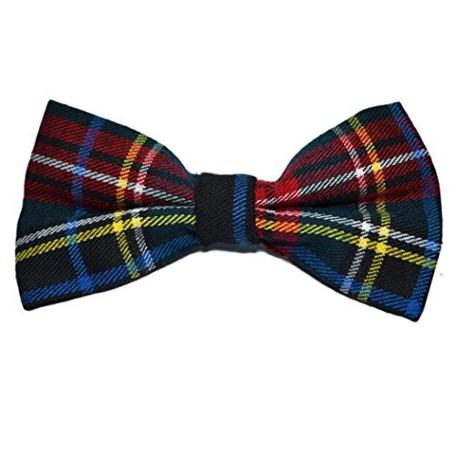 King & Priory Traditional Dark Green & Black Tartan Bow Tie, Check, Plaid - Image 2