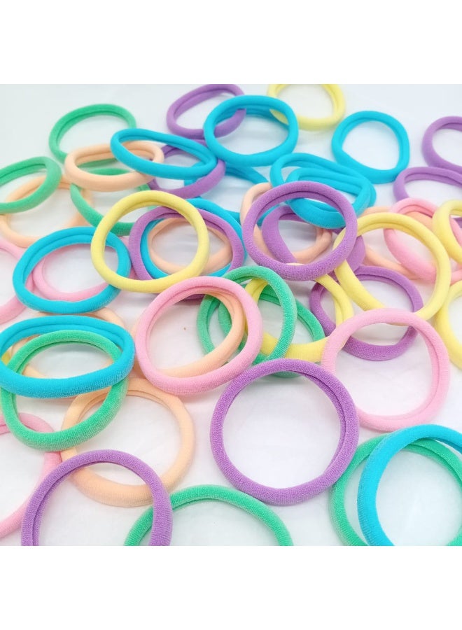 Akarm 50 Pcs Thick Elastic Hair Bands Set - Soft Pastel Colors - Heavy Duty Hair Ties for Thick & Long Hair - Image 3