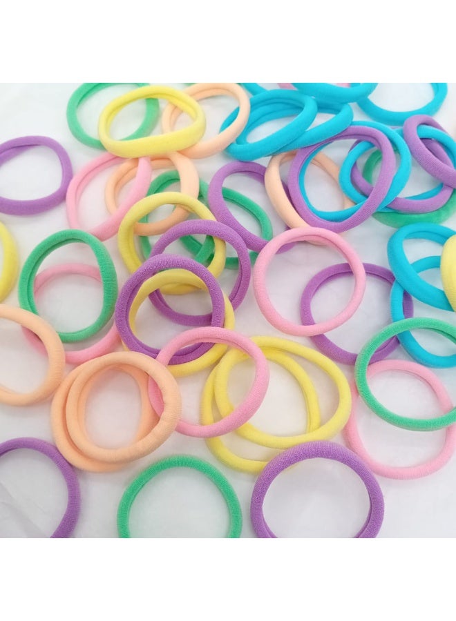 Akarm 50 Pcs Thick Elastic Hair Bands Set - Soft Pastel Colors - Heavy Duty Hair Ties for Thick & Long Hair - Image 2