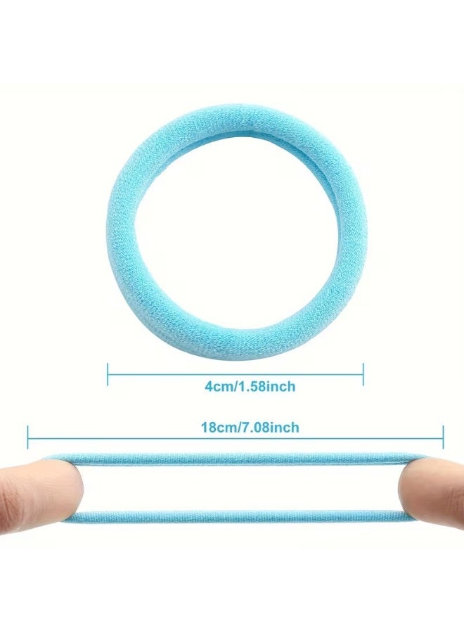 Akarm 50 Pcs Thick Elastic Hair Bands Set - Soft Pastel Colors - Heavy Duty Hair Ties for Thick & Long Hair - Image 5