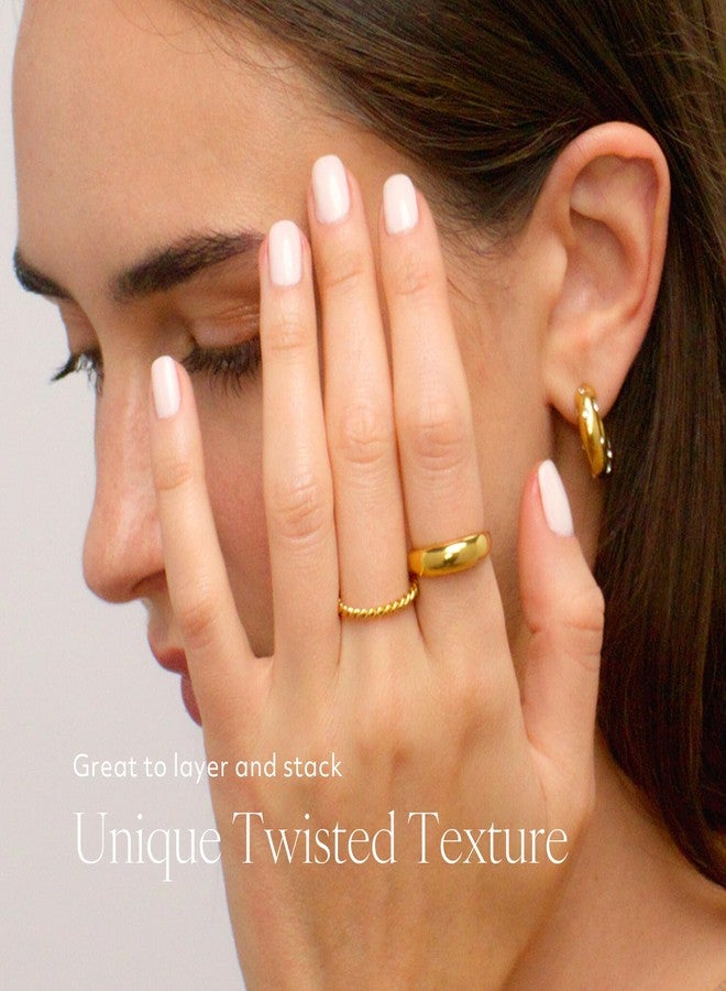 BENIQUE 18K Gold Stacking Rings for Women, Dainty Slim Gold Plated Stainless Steel Non-Tarnish Waterproof Stackable Band Jewelry Size 4-11 (2 mm Twist, 4) - Image 3