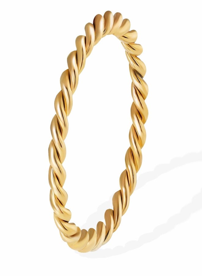 BENIQUE 18K Gold Stacking Rings for Women, Dainty Slim Gold Plated Stainless Steel Non-Tarnish Waterproof Stackable Band Jewelry Size 4-11 (2 mm Twist, 4) - Image 1