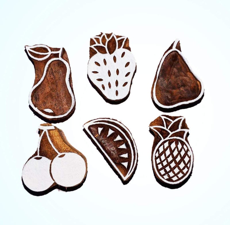 A Block Arts Various Fruits Design Wood Stamp, brown - Image 3