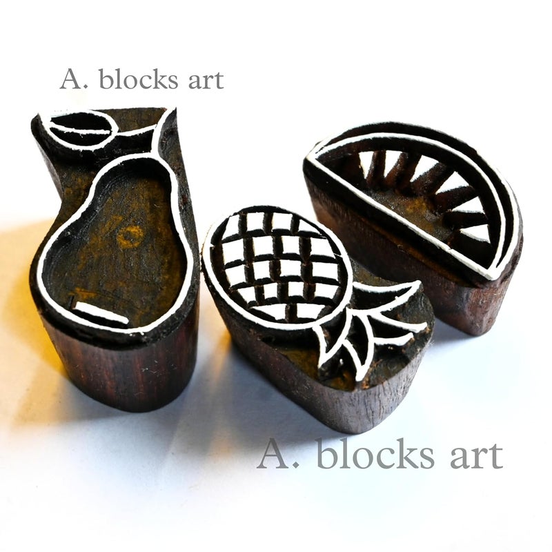 A Block Arts Various Fruits Design Wood Stamp, brown - Image 4
