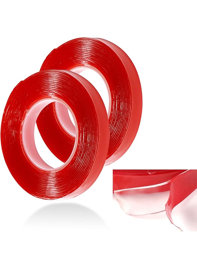 PROMASS promass 2 Pack Double Sided Tape,Double Sided Mounting Tape,Acrylic Clear Strong Adhesive Waterproof Removable for Carpet Fix, Home Office Wall Decor, DIY Crafts, Car Glass Decor  - Image 1