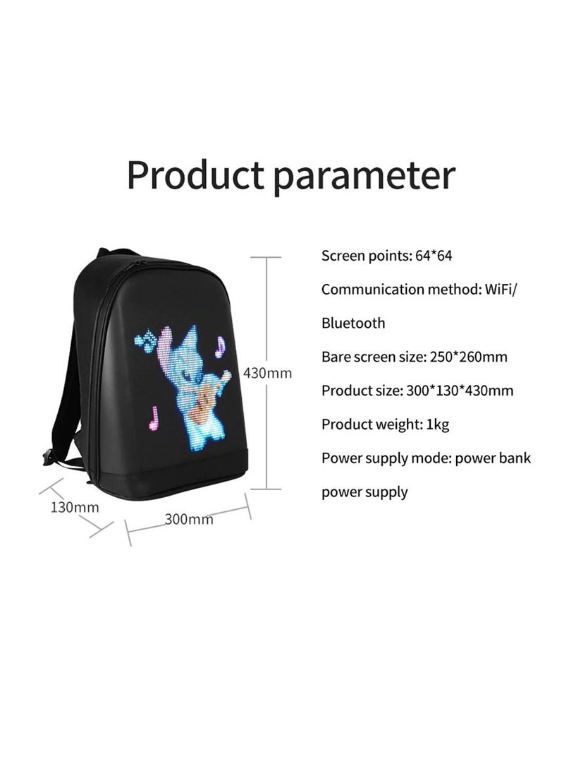 Geneaire Smart LED Display Backpack Waterproof Bag with APP Fashion School Bag  - Image 3