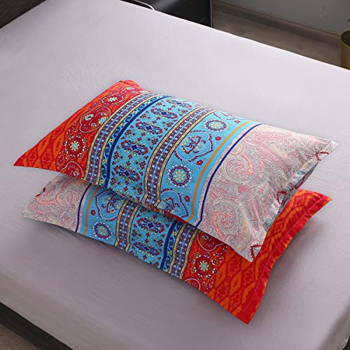 Pangzi Bohemian Sheet Set,Retro Bed Sheets 16 inch Deep Pockets,1 Fitted Sheet, 1 Flat, 2 Pillow Cases - 4 Piece (Queen, A) - Image 2