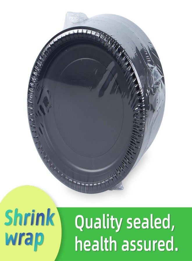 LEOBOX Heavy-Duty Plates 9 Inch 150-Pack | MFPP Reusable | Shrink Wrap Compatible, Freezer-Safe & Microwave Safe Dinner Trays for Bulk Catering | Black - Image 3