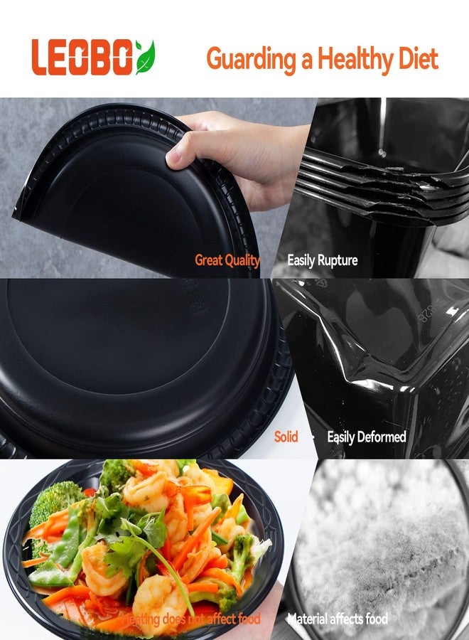 LEOBOX Heavy-Duty Plates 9 Inch 150-Pack | MFPP Reusable | Shrink Wrap Compatible, Freezer-Safe & Microwave Safe Dinner Trays for Bulk Catering | Black - Image 5