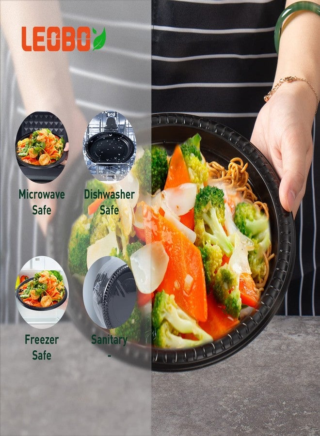 LEOBOX Heavy-Duty Plates 9 Inch 150-Pack | MFPP Reusable | Shrink Wrap Compatible, Freezer-Safe & Microwave Safe Dinner Trays for Bulk Catering | Black - Image 4