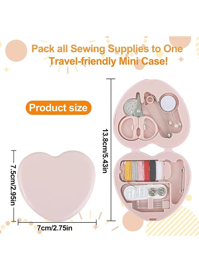 2 Pcs Sewing Kit, Mini Sewing Kit for Travel Essentials Portable DIY Emergency Sewing Repair Supplies Heart Shaped Sewing Storage Case with Needles ons Wire Pins Thread Scissors - Image 5
