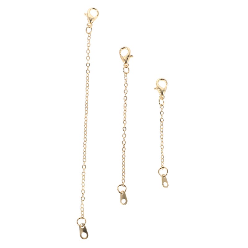Gold Extension Chains For Necklace Bracelet Anklet Jewelry Extenders With Lobster Clasps DIY Craft Accessories 3Pcs - Image 2