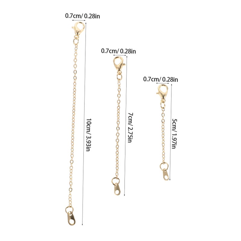 Gold Extension Chains For Necklace Bracelet Anklet Jewelry Extenders With Lobster Clasps DIY Craft Accessories 3Pcs - Image 3