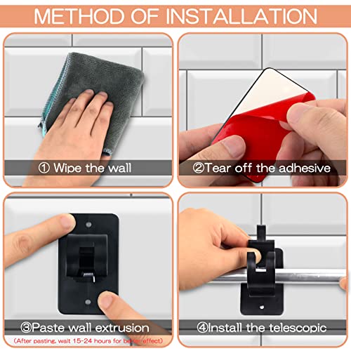 CIEMGNZOC 6-Pack Curtain Bracket Holders, Universal Self-Adhesive Wall Mounts, Fits 0.6'' to 1.5'' Rods, Black - Image 5