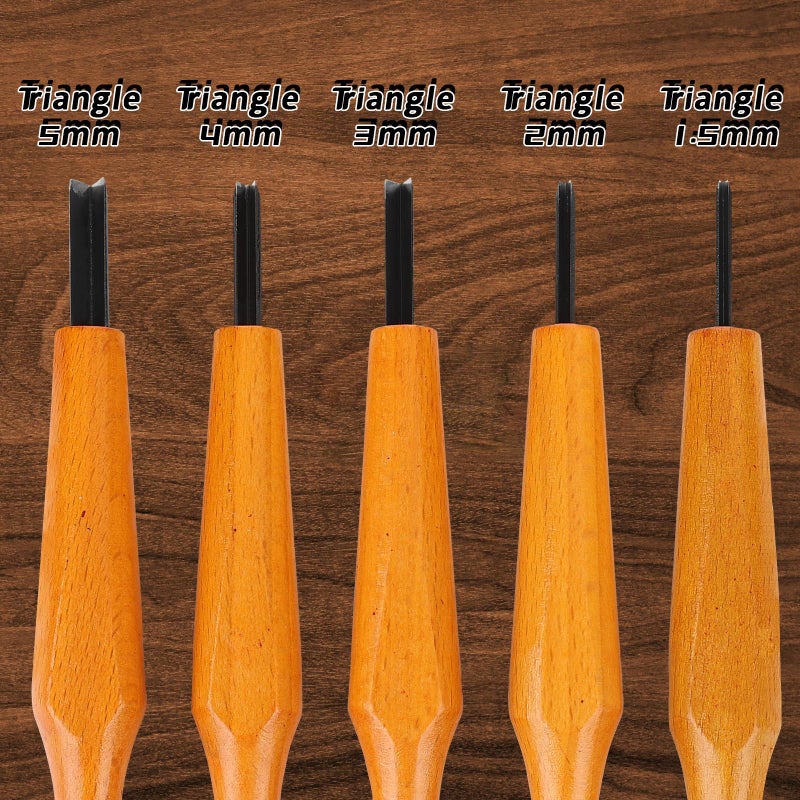 Tinsky 5 Pcs Linocut Tools Sets Linoleum Carving Tools Wood Chisel V Shaped Knife for Printmaking Woodcarving Beginners (1.5mm, 2mm, 3mm, 4mm, 5mm) - Image 2