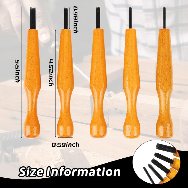 Tinsky 5 Pcs Linocut Tools Sets Linoleum Carving Tools Wood Chisel V Shaped Knife for Printmaking Woodcarving Beginners (1.5mm, 2mm, 3mm, 4mm, 5mm) - Image 5