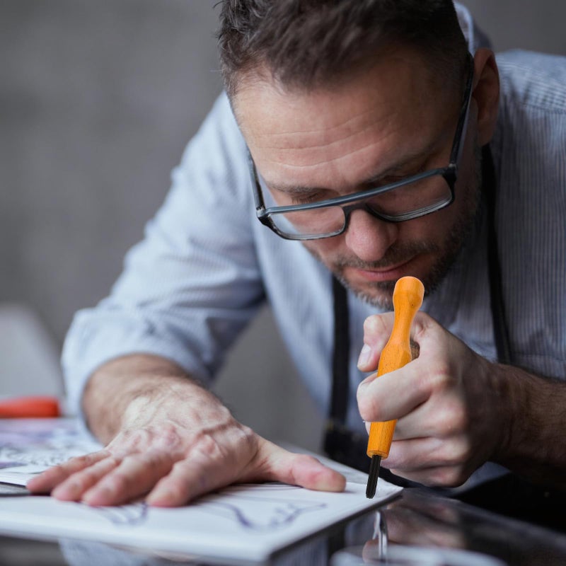 Tinsky 5 Pcs Linocut Tools Sets Linoleum Carving Tools Wood Chisel V Shaped Knife for Printmaking Woodcarving Beginners (1.5mm, 2mm, 3mm, 4mm, 5mm) - Image 4