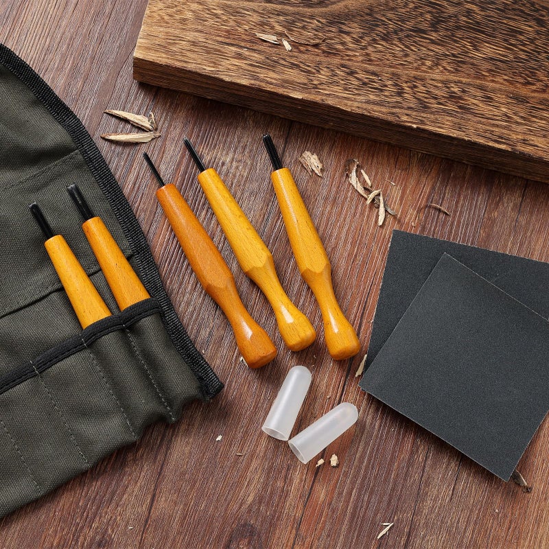 Tinsky 5 Pcs Linocut Tools Sets Linoleum Carving Tools Wood Chisel V Shaped Knife for Printmaking Woodcarving Beginners (1.5mm, 2mm, 3mm, 4mm, 5mm) - Image 3