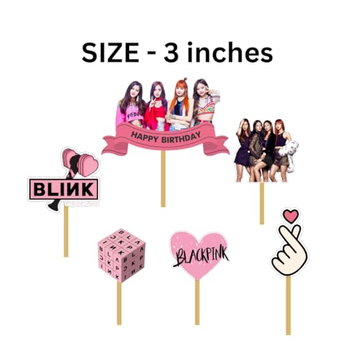 PrettyurParty Pretty Ur Party Blackpink theme Cake Topper, Cake Toppers for Kids, Girls, Cake Decoration Supplies, K-Pop theme Cake Accessories, Handmade Topper - Image 2