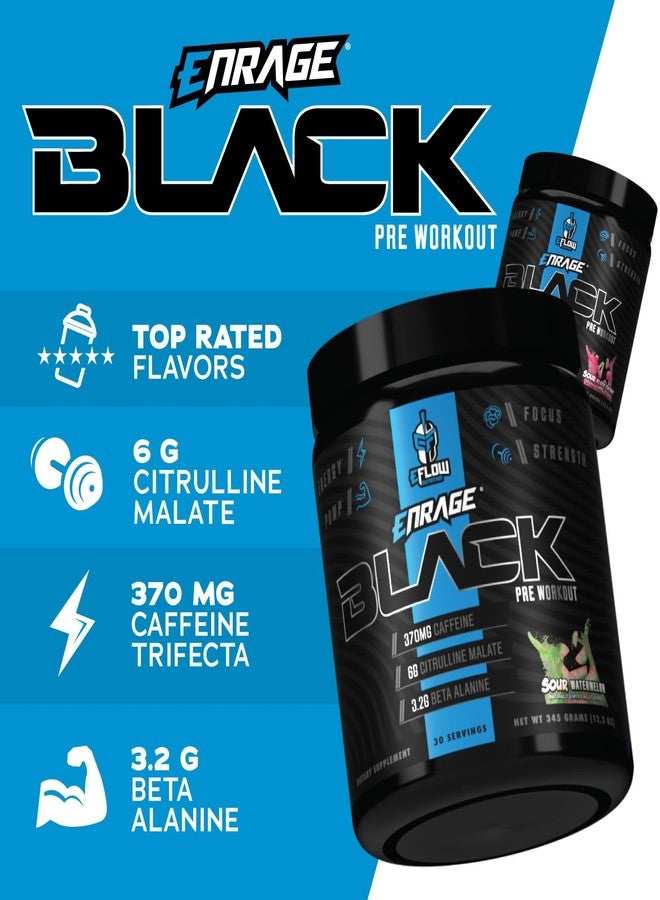 eFlow Nutrition Enrage Black High Stimulant Pre Workout Supplement - Preworkout Powder to Boost Energy, Pumps and Strength - 4 Flavors (30 Servings) (Sour Gummy) - Image 3