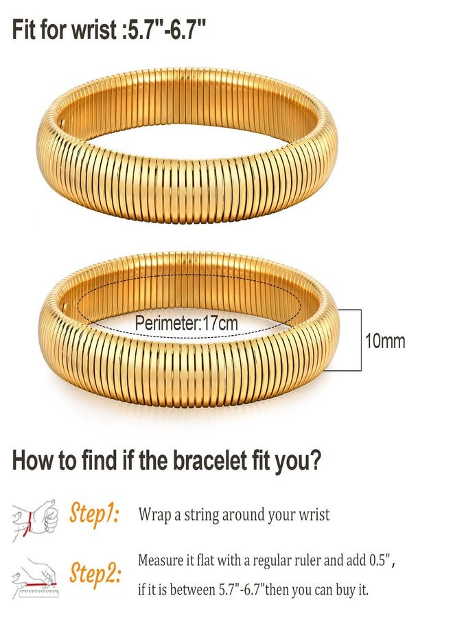 MPRAINBOW مجموعة أساور ذهبية سميكة قابلة للتكديس - 2 قطعة أساور مطلية بالذهب عيار 18 غير قابلة للتأكسد، سلسلة فولاذية مقاومة للصدأ، أساور صداقة عصرية، هدايا حفلات الزفاف، عيد الميلاد، أعياد الميلاد للنساء - Image 4