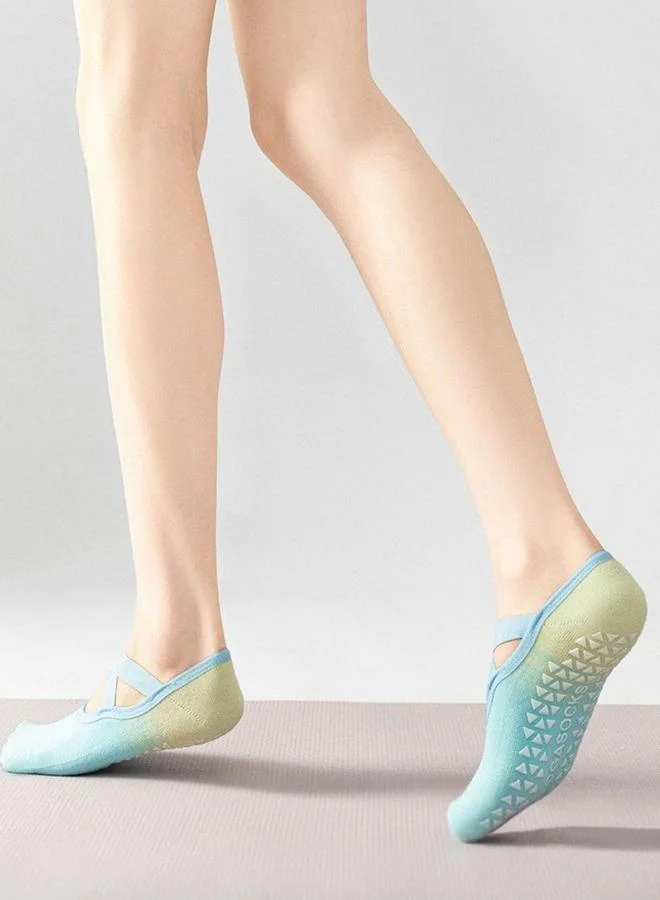 Styli Active Multi-Color Silicon Pad Contrast Cross Over Strap Yoga Socks