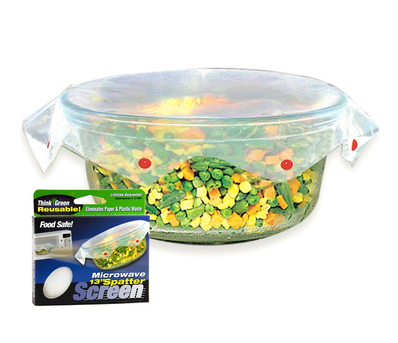 Smartwares Microwave Spatter Screen Reusable NonStick Mesh Folds Flat 13 Inch Splatter Guard BPA Free Tested Food Contact Safe Made in the USA Red Beads 