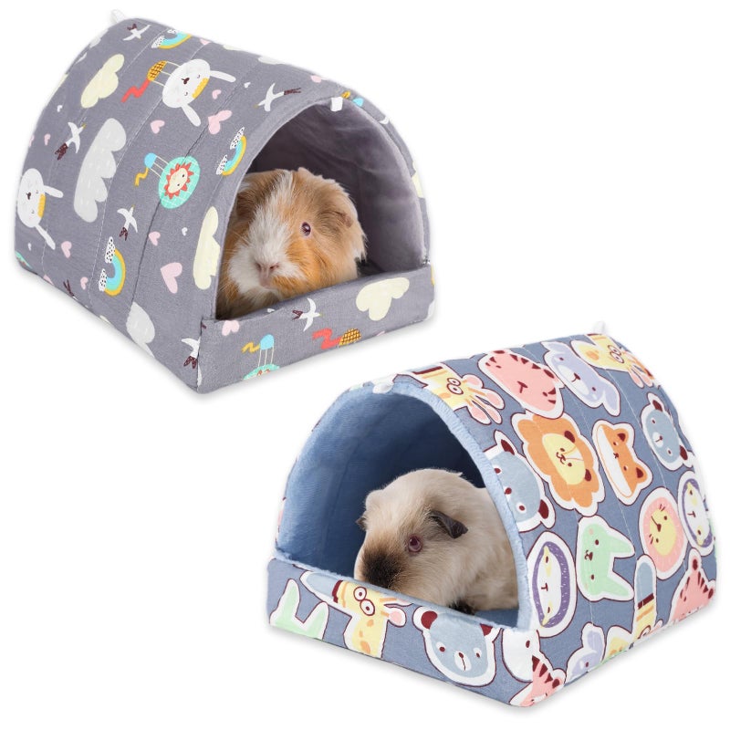UPINS 2 Pack Guinea Pig HideoutGuinea Pig Bed Washable Small Animal House Cage Accessories for Mouse Chinchillas Hamsters Hedgehogs Ferrets Bearded Dragons and Rats - Image 2