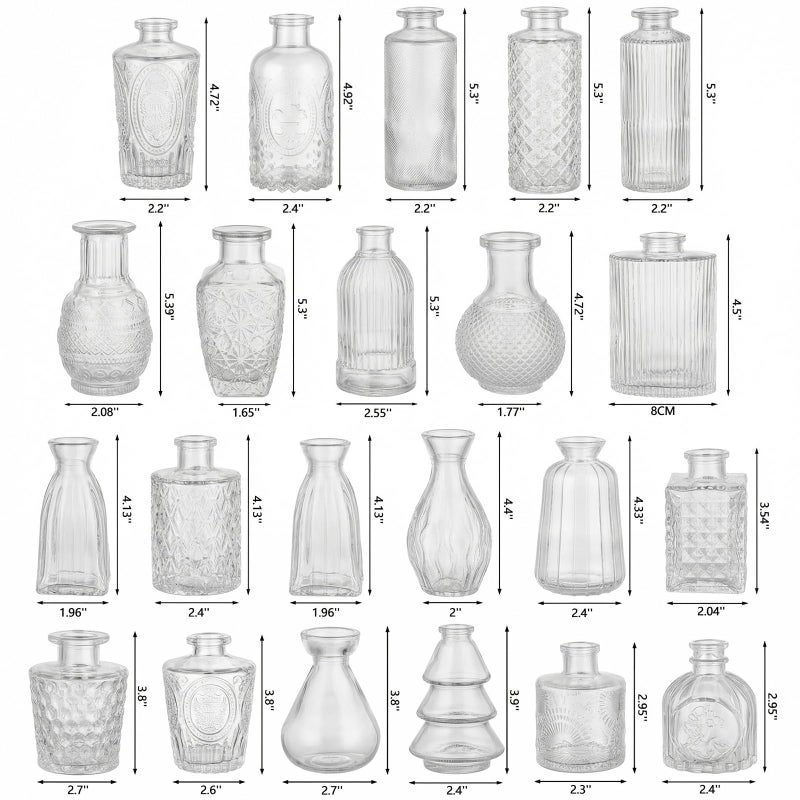 RUCKAE Small Clear Bud Vases Bulk 22 Pack Mini Flower Glass Vases for Centerpiece Table Wedding Decorations Home Decor Party - Image 2