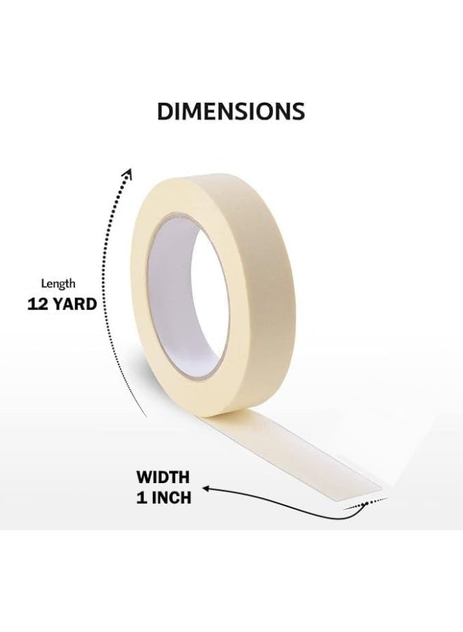 Poaker 12 Yards Strong Adhesive Masking Tape - Versatile Painter'S Tape For Painting, Labeling, Packing, Crafting, And More | Ideal For Home, Office, And School Use (1 Inch, 1 Pcs) - Image 2