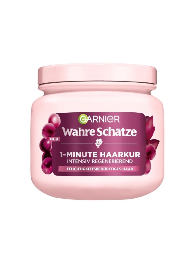 Garnier Wahre Schätze 1-Minute Hair Treatment, Intensely Regenerating Treatment for Moisture-Needed Hair with Grape Water and Grape Seed Oil, 340 ml - Image 2