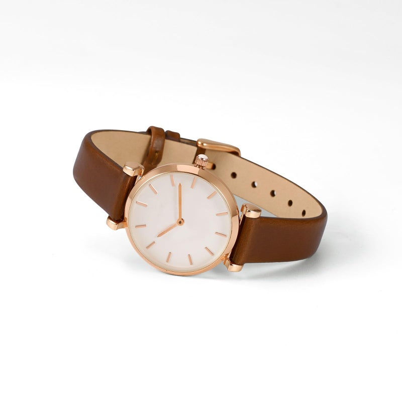 WOCCI 20mm Lug Width, Elegant Watch Band, Genuine Leather Replacement Strap with Silver Buckle (Caramel Brown) - Image 2