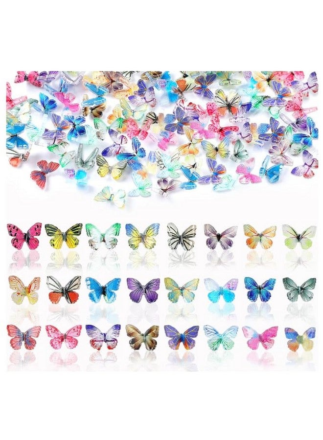 NPAH 120 Pcs 3D Acrylic Charms for Nails 24 Colors Butterfly Nail Glitter Sets Butterfly Nail Charms for Nail Art Decoration DIY Resin Mold Crafts Design - Image 1