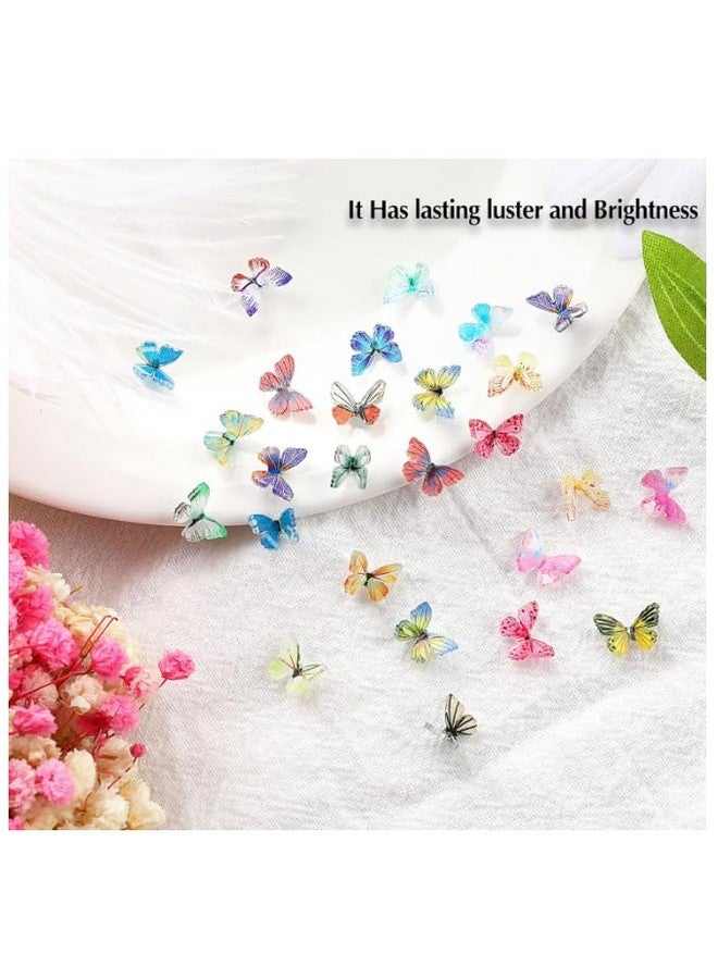 NPAH 120 Pcs 3D Acrylic Charms for Nails 24 Colors Butterfly Nail Glitter Sets Butterfly Nail Charms for Nail Art Decoration DIY Resin Mold Crafts Design - Image 2