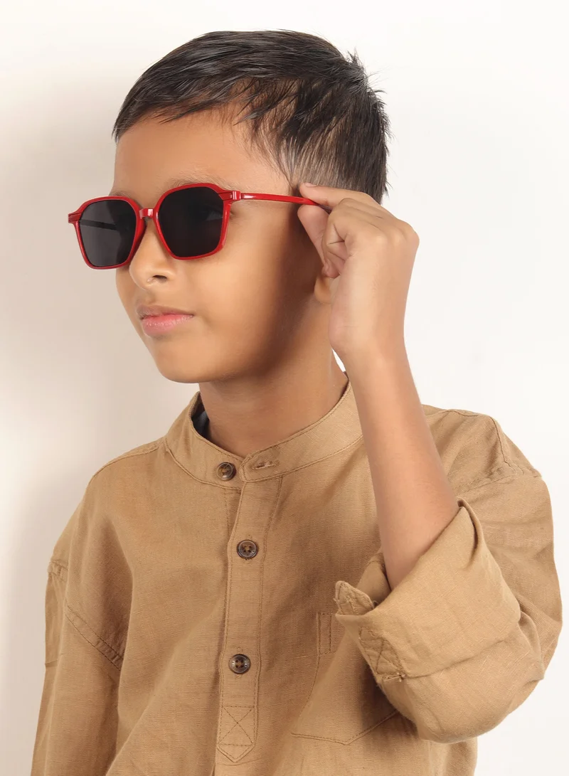 ووجلز نظارات شمسية حمراء مربعة أنيقة للأطفال